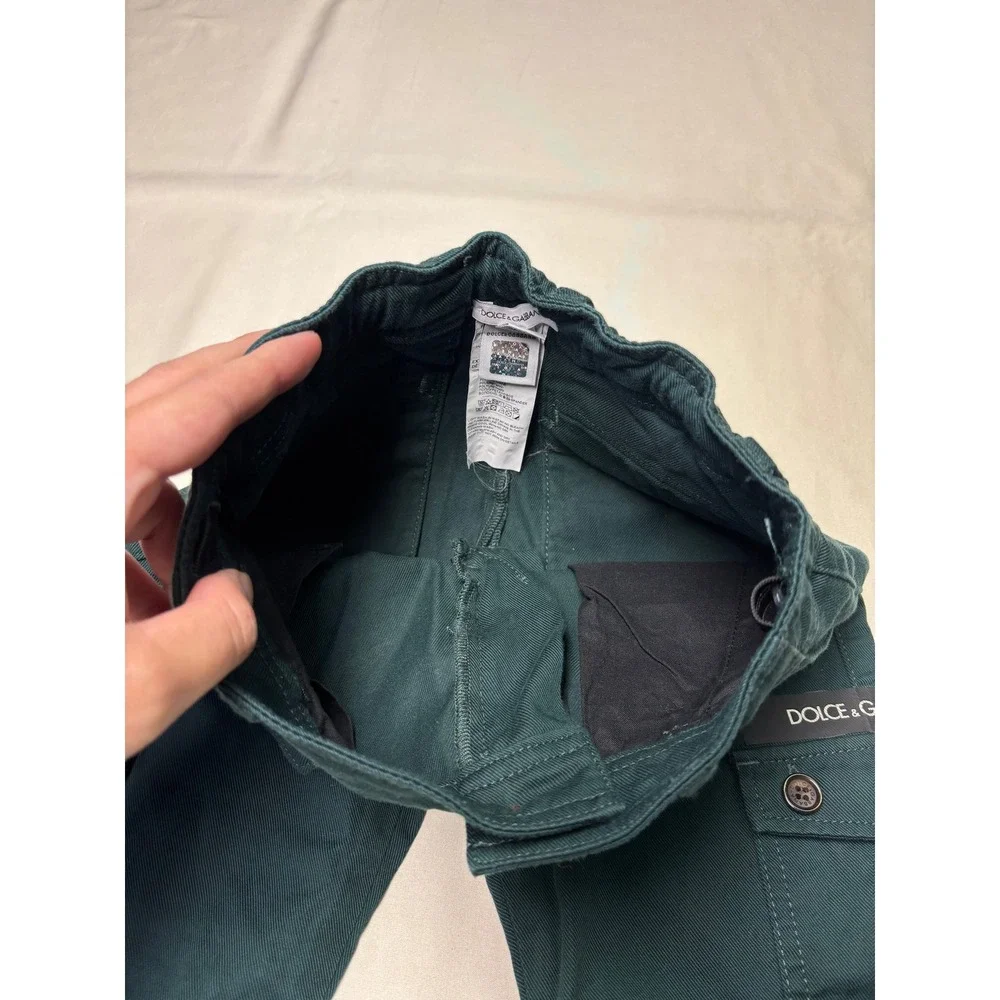 Dolce & Gabbana Kids Teal Green Cargo Pants Zipper Hem Size 6 W22 L18 L43P70‎